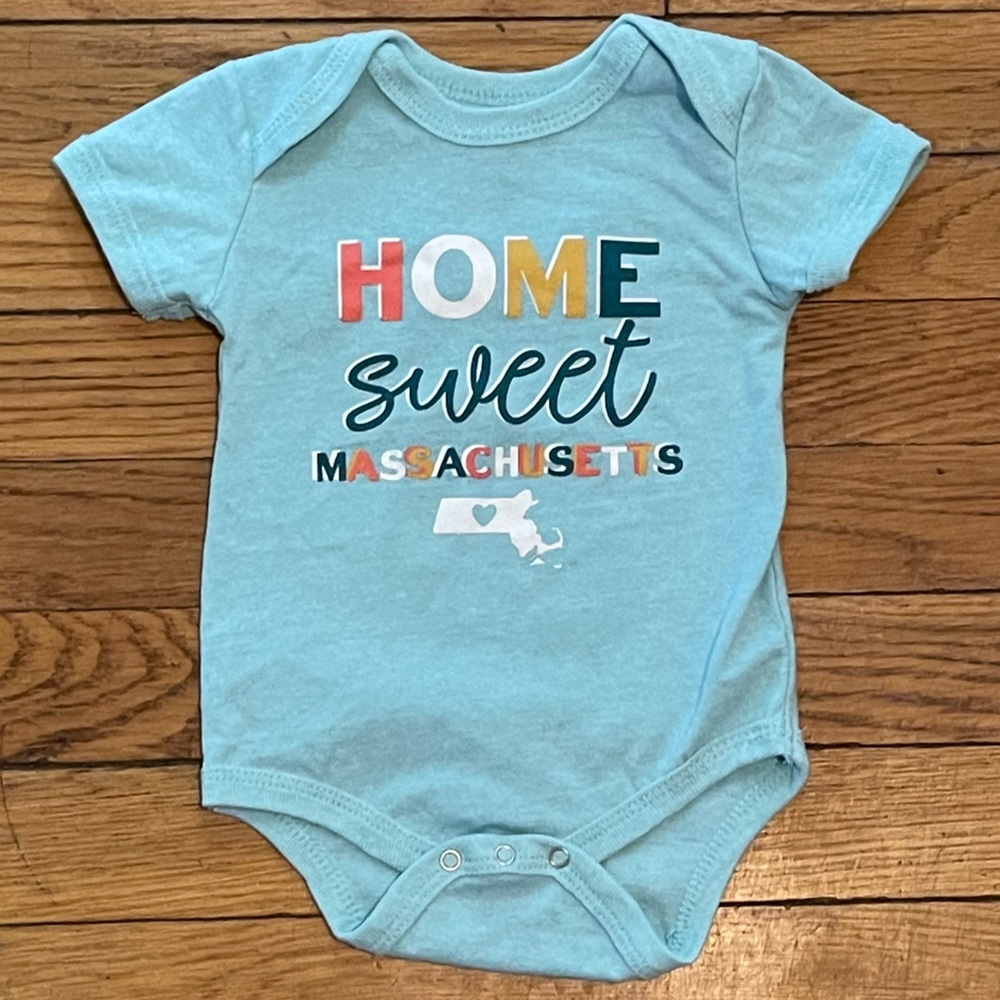 Blue 'Home Sweet Massachusetts' Bodysuit